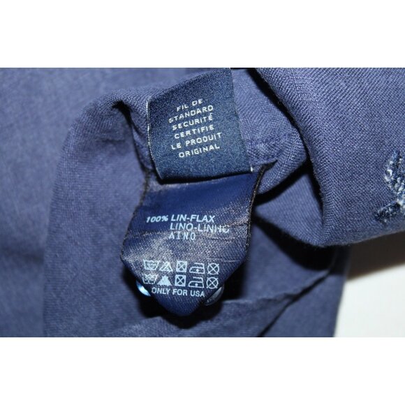 Vilebrequin Mens S Caroubis Navy Linen Long Sleeve Button Front Shirt St. Tropez - Picture 5 of 7